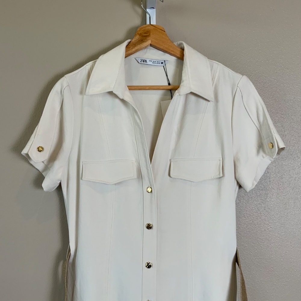 ZARA Belted Midi Shirt Dress - Picture 7 of 16